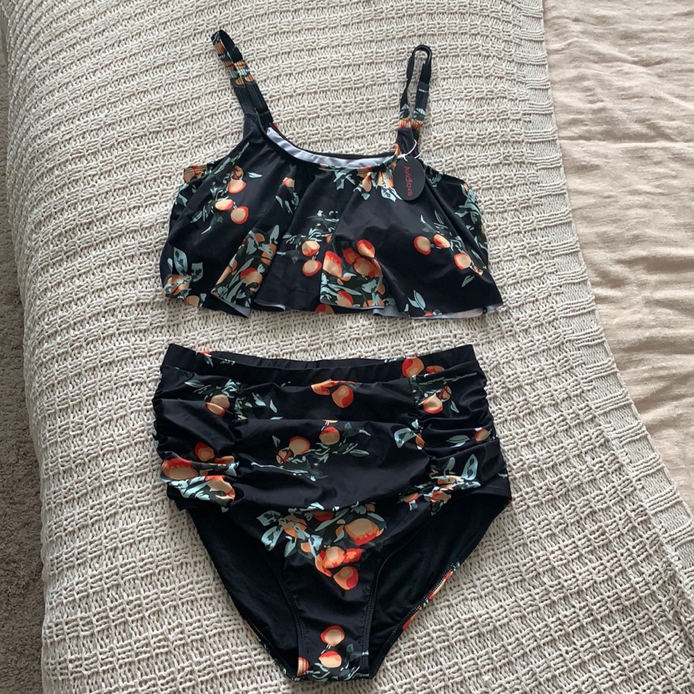 Printed Two Piece High Waisted Swim